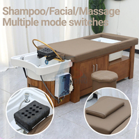 Tempat Tidur Spa Kaki dan Kepala untuk Keramas, Pijat Thailand, Salon, Wastafel, Pedikur Korea, Tempat Tidur Spa Kepala Kayu