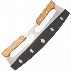 Baking Grade Stainless Steel Pizza <b>Cutter</b> With Wooden Handle Non Slip For <b>Bread</b> Dough Pizza Cutting 35.5 Cm - Product Image 2