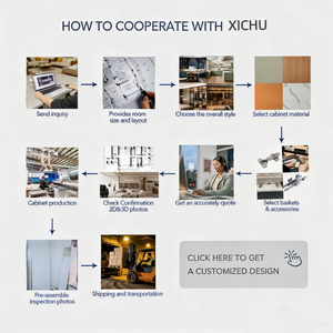 Gabinetes de Cocina Modernos Modulares en Color Blanco Marfil con Acabado en Roble Claro, Equipados con Fregadero, <span class=keywords><strong>Cajones</strong></span> con <span class=keywords><strong>Rieles</strong></span> Deslizantes y Grifo - Product Image 6