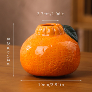Jarrón Pequeño de Cerámica <span class=keywords><strong>Naranja</strong></span> con Forma de Mango, Adorno de Escritorio con Forma de Fruta, Arreglo Floral para Sala de Estar, Decoración Hidropónica para Plantas Pothos - Product Image 6