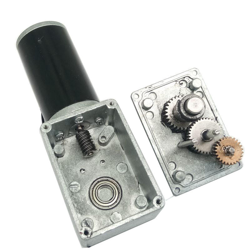 12V 24V Mini Gearbox Right Angle Gear Motors Worm Shaft Option Threaded ...