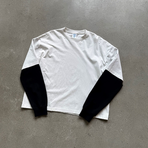 Poids lourd 280GSM <span class=keywords><strong>t</strong></span>-shirts coton Double couche à manches longues <span class=keywords><strong>T</strong></span>-<span class=keywords><strong>shirt</strong></span> Streetwear Logo personnalisé surdimensionné Boxy recadrée hommes <span class=keywords><strong>t</strong></span>-shirts - Product Image 4