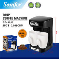 Sonifer SF-3617 Cafetière Mini Rapide à Chauffer pour la Maison et le Bureau avec Pièces de Brassage Amovibles et Tasses en Céramique