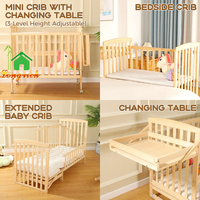 Lit bébé pliant en bois massif écologique de haute qualité, moderne, avec barrière de sécurité, table intégrée – Meilleure vente