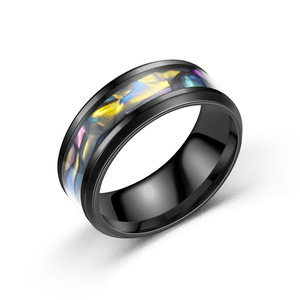 Fashion Men's <b>Ring</b> Shell <b>Titanium</b> Steel <b>Ring</b> <b>Black</b> Wholesale Stainless Steel <b>Ring</b> Ornament - Product Image 3