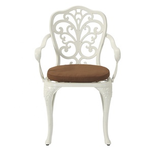 jardin blanche <span class=keywords><strong>3</strong></span> places chaises meubles patio extérieur café fonte d'aluminium 4 pièces ensemble de salle à manger avec coussin - Product Image 3