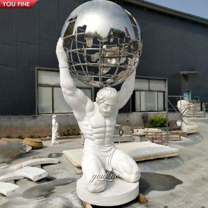 Statue d'<span class=keywords><strong>Atlas</strong></span> en marbre blanc grandeur nature célèbre, avec la Terre - Product Image 6