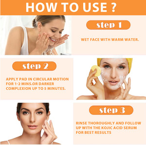 Bio Kurkuma Koji säure Gesichts reiniger Pad Private Label Großhandel White ning Skin Cleansing Pads Größe Probe - Product Image 6