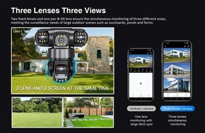 Système de caméra de surveillance CCTV avec 3 objectifs, vision nocturne couleur 4G, détection de mouvement par IA, audio bidirectionnel, caméra IP de sécurité - Product Image 3