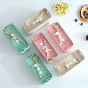 Cheap Leftover Stock Eco Friendly Wheat Three-Layer 1.1L Student Office <b>Microwaved</b> Bento <b>Lunch</b> <b>Box</b> for Kids Bpa Free - Product Image 4