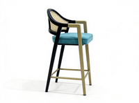 Tabouret de bar moderne de luxe avec coussin en velours turquoise, structure en métal noir et or, chaise haute pour îlot de cuisine