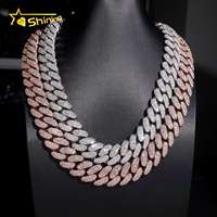 Collier pour homme en argent 925, chaîne cubaine 18 mm à 3 rangs, sertie de moissanite, style hip-hop, passe le testeur de diamants GRA