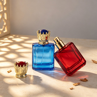 Flacon atomiseur de parfum de luxe en verre cristal 100 ml avec bouchon couronne, OEM/ODM haut de gamme, vide, pour parfum Oud d'Arabie Saoudite