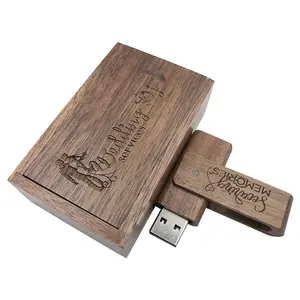 yonanson旋转木材闪存盘USB 2.0/3.0记忆棒定制摄影工作室标志