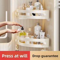Panier d'angle triangulaire en plastique à trois niveaux sans perçage pour toilettes et salle de bain, directement de l'usine
