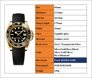 Montre automatique de luxe pour homme, montre-bracelet <span class=keywords><strong>mécanique</strong></span> étanche <span class=keywords><strong>en</strong></span> or, logo personnalisé, acier inoxydable - Product Image 2