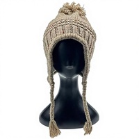 Bonnet YW pour femme en fil bouclé tricoté à la machine, mignon, chaud, réglable, léger (125g), avec logo personnalisé, pour adulte, voyage et extérieur