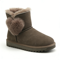 Vente directe d'usine OEM/ODM Bottes de neige pour femmes et filles en cuir de vache véritable laine double face en peau de mouton Chaussures d'hiver chaudes personnalisées
