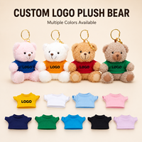 Ours en peluche personnalisé de 10 cm avec t-shirt imprimé pour cadeaux d'entreprise, souvenirs promotionnels de marque, porte-clés en peluche, jouet en peluche