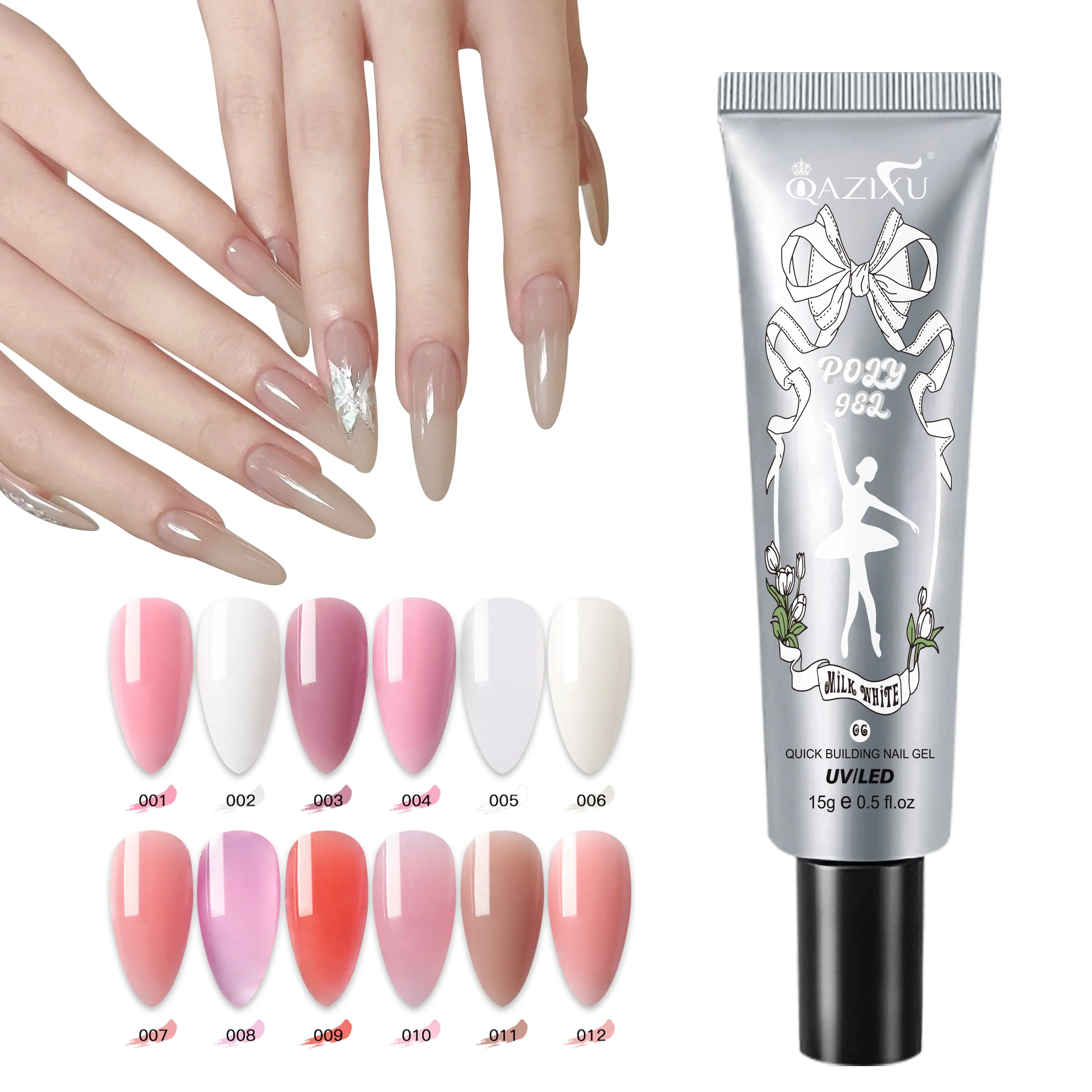 Poly Gel Polish Professional Private Label 20ml soak off uv led Solid Builder/Acrylique Extension kit de vernis gel longue durée