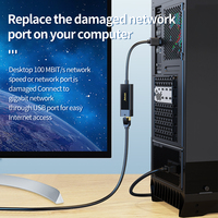 Kartu Jaringan LAN Gigabit Ethernet RJ45 USB3.0 Jasoz 10/100/1000 Mbps Adaptor Kabel Eksternal Laptop Model F103 Chipset REALTEK