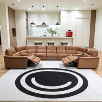 Ensemble de canapés modulaires en U inclinables électriques en cuir premium avec grande capacité d'accueil pour salle d'exposition