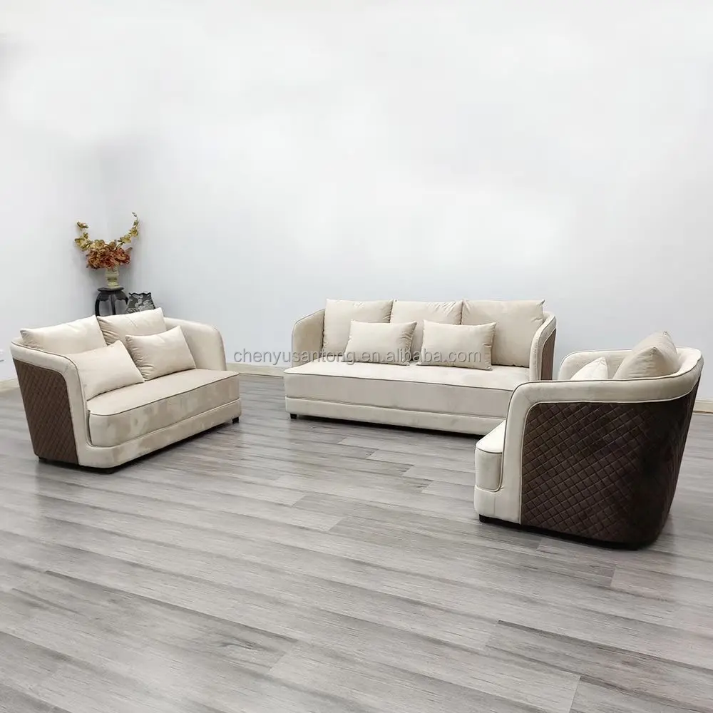 Divano moderno set di mobili di lusso 1 + 2 + 3 posti sezionali divano moderno in stile leatherChesterfield divano