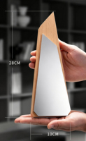 Trophée en acrylique cristallin géométrique moderne personnalisé avec logo, plaque de reconnaissance, ensemble cadeau d'entreprise pour employés, vente en gros