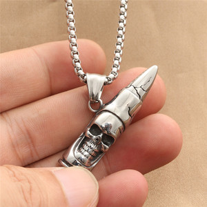 Yunnique-collar con colgante de bala y calavera de acero inoxidable para hombre, joyería de regalo de estilo Retro Punk - Product Image 4
