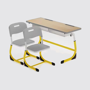 Ensemble de bureau et de chaise <span class=keywords><strong>scolaire</strong></span> en métal de qualité supérieure, moderne, personnalisable, réglable, écologique, double chaise et table pour étudiants - Product Image 2