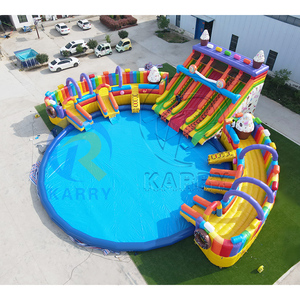 Château gonflable aquatique Candy Land avec toboggan aquatique multi-voies et <span class=keywords><strong>piscine</strong></span> surdimensionnée - Product Image 1
