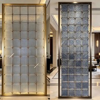 Paravent décoratif en verre et acier inoxydable doré de luxe avec éclairage LED pour hall d'hôtel, villa, restaurant