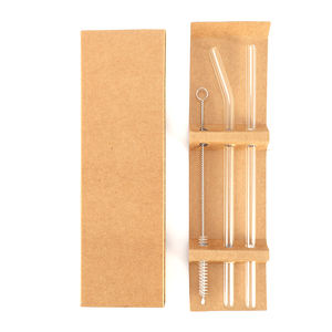 Прозрачные 8*200 мм прямые и изогнутые стеклянные соломинки для молока, настраиваемые в различных цветах и длинах аксессуары для питья - Product Image 1