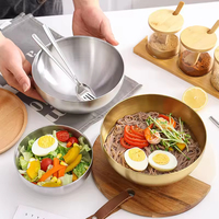 Bol à salade, bol à fruits, bol rond doré en acier inoxydable pour mélanger les légumes, cuisine, restaurant