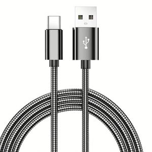 สายชาร์จและถ่ายโอนข้อมูลแบบ USB Type C วัสดุสแตนเลสเกรดพรีเมียม สำหรับโทรศัพท์และแท็บเล็ต - Product Image 1