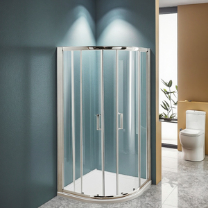 Cabine de douche en verre trempé courbé de 8 mm, porte coulissante à double ouverture, cabine de douche en quadrant - Product Image 3