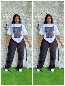 T-shirt Casual da <span class=keywords><strong>donna</strong></span> in 2 pezzi <span class=keywords><strong>e</strong></span> Set di <span class=keywords><strong>pantaloni</strong></span> comodi con <span class=keywords><strong>pantaloni</strong></span> per vestirsi ogni giorno ai clienti all'ingrosso - Product Image 3