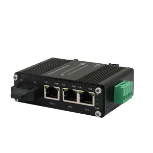 Mini Industrial 3 puertos 10 100 1000T 802.3at PoE + 1 puerto 100 1000X SFP Ethernet Switch SC Modo único Fibra dual 20km