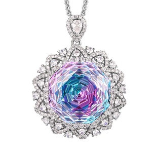 Collares Clásicos Antideslustre Ecológicos de Cobre con Circonita Cúbica de 18mm con Corte Rosa y Color Degradado para Mujer, Regalo al por Mayor - Product Image 1