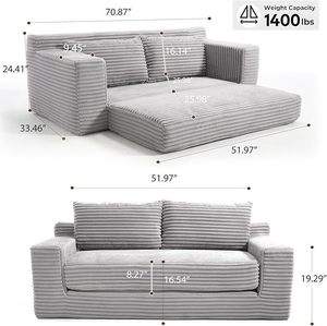 Sofá Cama de Pana Naranja Contemporáneo de Venta al por Mayor de Fábrica con Respaldo Acolchado y Diseño Plegable para Sala de Estar, 2 Plazas - Product Image 3