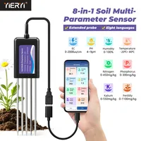 Yieryi Capteur intelligent 8-en-1 de sol NPK, pH, EC, humidité, enregistreur de données via application, testeur de fertilité, pour jardin, agriculture, pelouse, IP68 THE01888P