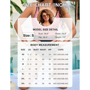 Traje de baño de una pieza para mujer, cuello cuadrado, control de abdomen, a cuadros negros, cintura alta con bolsillos, traje de baño retro vintage XL - Product Image 6