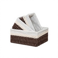 Panier de rangement de bureau en gros, organiseur de collations, conteneur de rangement tressé, panier de rangement minimaliste, boîte de rangement imitation rotin