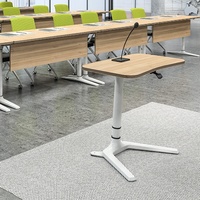LEADCOM EDEN QF2 Mobilier de bureau moderne en aluminium, pupitre de conférence réglable en hauteur pneumatiquement, table assis-debout