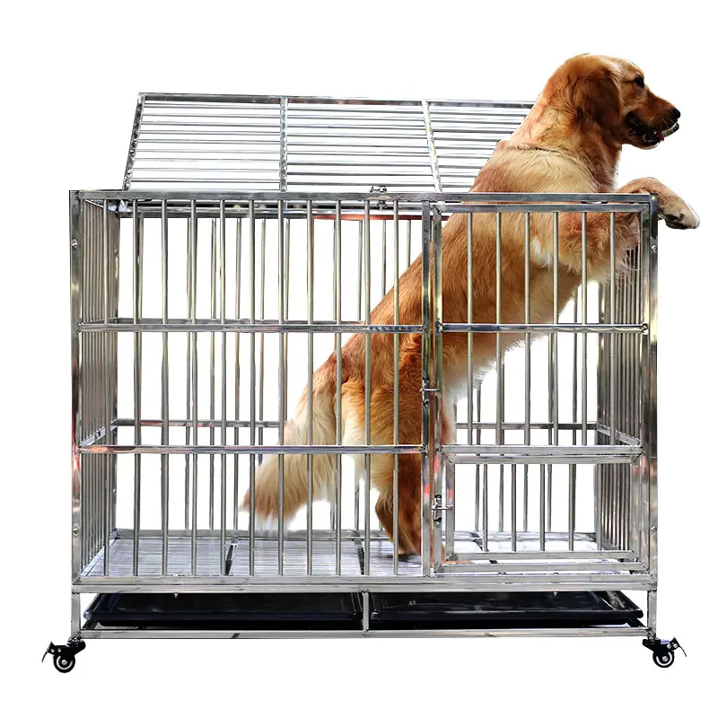 Niche pour chien en acier inoxydable, Cage en aluminium pour animaux de compagnie, vente en gros,