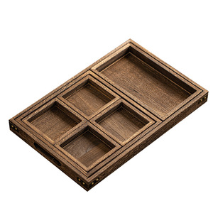 Chinese Style Wooden <b>Tray</b> Set 7 Pieces Serving <b>Tea</b> Coffee Fruit Pastry Dried Fruit Storage <b>Trays</b> - Product Image 5
