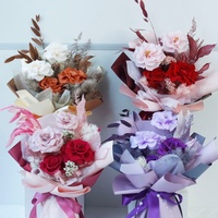 Buket Bunga Kering Mewah Desain Baru Grosir, Buket Mawar Awet untuk Hadiah Pacar, Hadiah Ibu