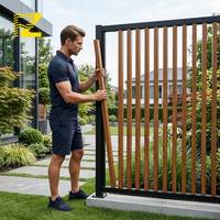 Panneau de clôture en tube carré à lame verticale en aluminium, écran d'intimité pour jardin et piscine, revêtement poudré, grain de bois, moderne, personnalisé