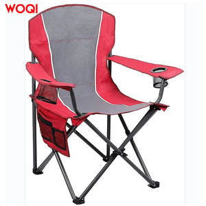 Silla plegable portátil para acampar al aire libre Woqi, con marco de aluminio, color rojo, para jardín, con portavasos y bolsillos de almacenamiento. - Product Image 1