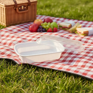 Boîte de conservation alimentaire rectangulaire en plastique avec couvercle à clipser sécurisé, durable, sans BPA, empilable, pour la préparation des repas et les restes - Product Image 1